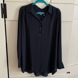 NWOT Charcoal Silky Collared Tunic, LOFT Size XL